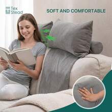 1pc Corduroy Sofa Backrest Pillow, Reading Pillow For Bed, Headboard Cushion, Lumbar Back Support Pillow, Decorative Couch Back Cushion For Living Room & Bedroom - Beige - View 6