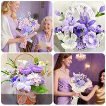 450/626Pcs Purple Pipe Cleaner Flower Making Kit, 450 Fuzzy Chenille Stems, 150 Flower Stamens, 20 Floral Stems, Floral Tape, Wrapping Paper, Ribbon & Video Tutorial, DIY Craft Supplies For Floral Arrangement, Wedding Bouquet & Handmade Gift Projects - Purple Series - View 7