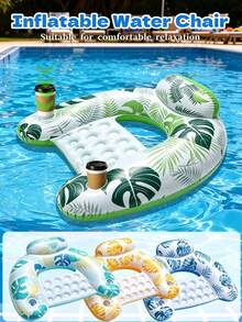 1 Set Thickened Adult PVC Inflatable Pool Float - Fruit Design Floating Raft, Pool Hammock. Suitable For Adult Pool, Beach And Other Water Activities. Multi-Functional PVC Pool Float, Combining Lounge Chair And Floating Function, Ideal For Travel - Maple Leaf Style - View 1