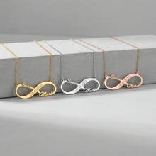Couple Names And Date Infinity Necklace- 2 Names Women Jewelry - Sterling Silver Handmade Name Necklace - Dainty Necklace With Name - Multicolor - View 4