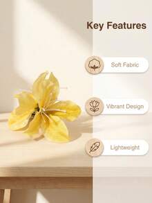 1pc Sweet Yellow Artificial Lily Flower Hair Clip, Girly Style Side Hair Clip, Super Ethereal Women's Hair Accessory, Suitable For Photo Shooting - Yellow - View 3
