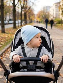 3 chiếc/gói Mũ len gấp một lớp cho trẻ sơ sinh, kiểu dáng đơn giản, màu trơn, phù hợp cho cả nam và nữ, mọi mùa - Nhiều màu - Xem 10