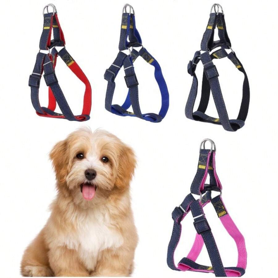 Dog Harness And Leash Set, Adjustable Polyester Drawstring Vest Harness, Durable Leash, Suitable For Small, Medium And Large Dogs, Daily Dog Walking Pet Supplies - Multicolor - View 1