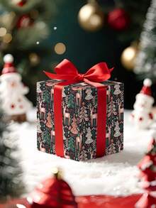 1 Roll Of Christmas Gift Wrapping Paper Featuring A Christmas Forest And Reindeer Pattern;Perfect For Wrapping Christmas Gifts, Decorating For Christmas Parties, And Holiday Gift-Giving.1 Roll Size: 43 Cm X 300 Cm. - A - View 7