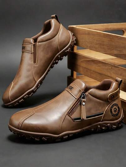 Sepatu Olahraga Kasual Pria, Sepatu Kulit Luar Ruangan, Sepatu Bot Pendek Serbaguna dengan Resleting, Sepatu Bot Pria, Sepatu Loafer Mengemudi Serbaguna untuk Remaja, Sepatu, Sepatu Serbaguna untuk Pelajar Pria, Sepatu Pria Sol Tebal dengan Resleting Ganda, Sepatu Kulit, Sepatu Bot Pendek, Sepatu Bot Pria dengan Resleting, Sepatu Bulu Hangat Musim Dingin untuk Pria, Sepatu Loafer Musim Dingin untuk Pria di Luar Ruangan
