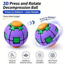 1pc (Random Color) 3D Press & Rotate Stress Relief Gyro Ball, Multi-Color Gear Fidget Toy, Sensory Anxiety Relief Toy For Office Adults Focus Improvement, Pocket-Sized Pressure Release Desktop Toy Gift, 360° Rotating Press Gear Gyro Toy, Quiet Sensory Stress Relief Toy For Office Focus And Tension Habit Relief, Multi-Color Options Interactive Rotating Gyro Ball - Multicolor - View 5