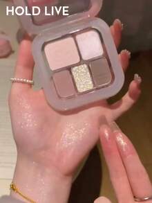 HOLD LIVE Cloud Veil 5-Color Eyeshadow Palette Blue H04 Cool Atmosphere Low Saturation Grey Pink - H04 Merah Muda Pudar - View 4