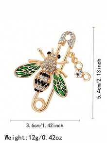 1pc Rhinestone Bee Brooch Pin, Cute Sweater Decoration Jewelry For Women - Green Bees - View 7