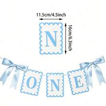 1pc 1st Birthday Chair Banner "One" Letter Banner, Background, 1st Birthday Ribbon Banner, Suitable For Boys And Girls, Fairy Tale Theme Baby Photo Prop Party Decoration, Gender Reveal Party Baby Shower Party Decoration - Multicolor - View 9