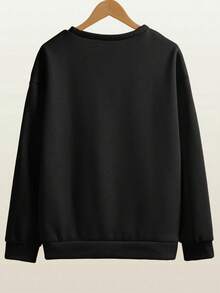 Sweatshirt Halloween Ukuran Besar, Pullover Kasual Musim Gugur/Dingin, Sweatshirt Lengan Panjang Kerah Bulat, Koleksi Musim Gugur Gaya Liburan - Hitam - View 2
