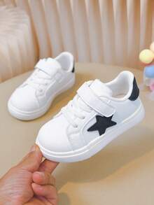 Minimalist Five-Point Star Kids Casual Shoes, Hook And Loop Lightweight Toddler Classic Versatile Sports Shoes - White - View 5