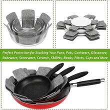 Non-Stick Bottom Pad, Flat Pan Protection Pad, Flat Pan Layer Pad, A 12-Piece Set With 3 Different Sizes, Flat Pan Layer Protection Pad, Flat Pan Stacking Protection Pad, Flat Pan Pad With Anti-Slip Function, Preventing Scratches Or Marks When Stacke - Multicolor - View 2