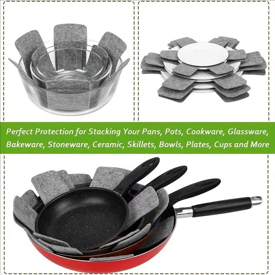 Non-Stick Bottom Pad, Flat Pan Protection Pad, Flat Pan Layer Pad, A 12-Piece Set With 3 Different Sizes, Flat Pan Layer Protection Pad, Flat Pan Stacking Protection Pad, Flat Pan Pad With Anti-Slip Function, Preventing Scratches Or Marks When Stacke