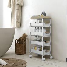 5-Tier Storage Trolley On Wheels - White - T0001-01-3571 - View 4