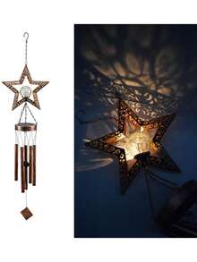 1pc Star Sun Moon Shaped Solar Wind Chime Light, Weatherproof Outdoor Decor With Automatic Dusk To Dawn Sensor, Suitable For Garden, Porch And Patio, LED Lighting Wind Chime Atmosphere Light - Solar-powered Lamp - View 10