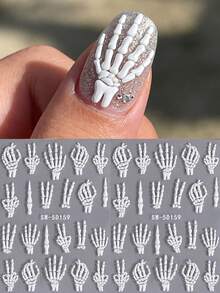 2pcs 5D Halloween Nail Stickers, Nail Art Decals, Decorative Stickers For DIY Nails, Graduation Season, Wearable Nail Art Supplies - Multicolor - View 2