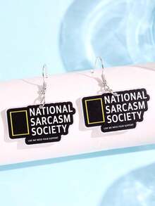 1對獨特趣味古怪精緻勵志優雅標語 NATIONAL SARCASM SOCIETY 壓克力耳環 女款日常穿戴飾品 - 彩色 - 查看 6