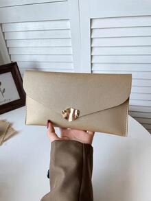 New Envelope Clutch Bag, Large Capacity Casual Fashion Minimalist Korean Style Chic Handbag For Women - Gold - View 6