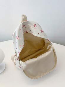 1pc Back To School Bow Pattern Backpack, Large Capacity Polyester Commuter Daily Bag, Multi-Layer Storage Casual School Bag, Lightweight Travel Backpack, Suitable For Girls, Fresh Graduates, Young People, Applicable For Back To School, Daily Commute, Shopping, Short Trips And Outdoor Leisure Travel - 2281 - View 4
