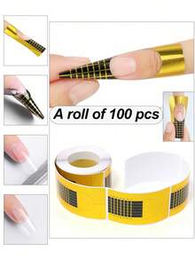 1 Roll 10pcs Gold Light Therapy Nail Extension Paper Tray - Gold - View 5