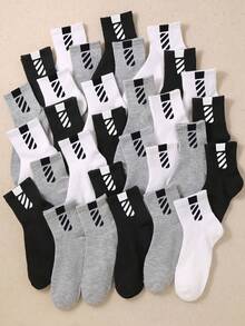 5/10/20 Pairs Kids Twill Street Style Socks, Back To School Season, Autumn, Short Socks, Girls Socks, Boys Socks, First Day Of School - Multicolor - View 5