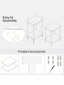 Small Acrylic Coffee Table, 2-Tier Transparent Side Table, Narrow Transparent Bedside Cabinet With Open Storage, Modern Minimalist Sofa Side Table, Suitable For Bedroom, Living Room, Apartment, Dorm, Office, Desktop Display, Home Decor, Multi-Functional Side Table - Transparent - View 8