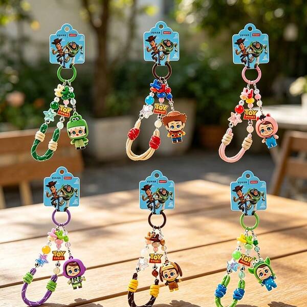 Miniso Disney Pixar Toy Story Beaded Pendant,PVC Figure With Alloy Key Ring, Cartoon Bag Charm, Collectible Gift For Fans, Birthday & Christmas Present(1 PC)