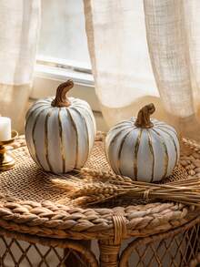 1pc Pumpkin Decor, Suitable For Harvest Season And Halloween, Creative Minimalist Exquisite Design, Resin Craft Desktop Ornament, Suitable For Home Interior, Tea Room, Office, Hotel, Cabinet Display, Holiday And Party Decoration - Pumpkin - View 3