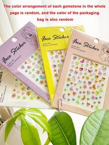2Pcs Of Randomly Arranged Gemstone Stickers With Colors Including Stars, Hearts, Moons, And Multicolored Beads, Suitable For Various Gatherings, Parties, And Girls' Travel Clothes, Waterproof And Durable, Can Be DIY - Multicolor - View 12