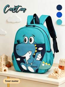 1pc Personalized Back To School Cute Dinosaur Backpack, Zipper Closure Nylon Material, Adjustable Shoulder Straps, Hand-Carry, Suitable For School, Shopping, Daily Outings, Outdoor Trips. Birthday Gift. - Multicolor - View 8