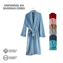 Kit 2 Roupões Kimono Corttex Attuale Microfibra Super Macia Quentinho Fresco Todas Estações Manga 3/4 Sem Bolso - M/M - Visão 6
