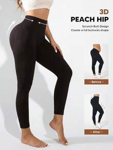 Suprenx Legging Pembentuk Tubuh Tanpa Jahitan untuk Wanita, Celana Kompresi Pinggang Tinggi Pengontrol Perut dan Pengangkat Bokong, Hitam - Hitam - View 2