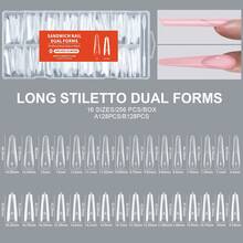 256pcs Transparent Almond-Shaped Dual-Mold Nail Extension Tips, Double-Layered Flexible Reusable Nail Extension Templates In 16 Sizes, Suitable For Professional Nail Salons, Home DIY Manicure, Daily Wear, For Nail Artists And Beginners To Create Y2K Nails - Clear - View 8