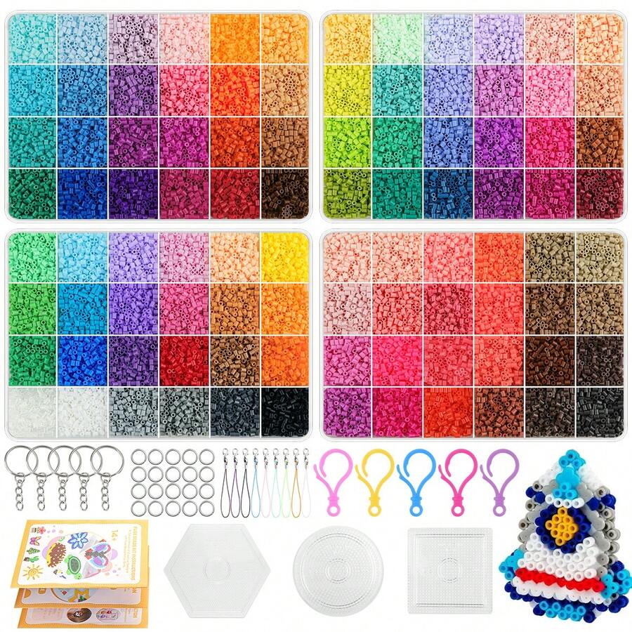 Multi-Color 2.6mm Perler Beads Set With Craft Tools: 5pcs Random Color Lanyards, Perler Board, Perfect Gift For Family And Friends, Or DIY Personalized Accessories For Travel - Molten Beads - View 1
