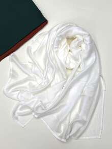 1 pieza Pañuelo musulmán de borde ancho de doble cara, casual, cómodo, versátil, de unicolor, delgado, transpirable, suave, para uso diario, vacaciones y viajes, envoltura para la cabeza, primavera y verano, nuevo pañuelo para mujer - Multicolor - Ver 22