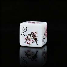 6pcs Floral & Bird Pattern D6 Dice, 2 Styles: Optional Vibrant Watercolor Birds Or Blue & White Sparrow Print, White Acrylic Six-Sided Dice, Tabletop RPG Dice, Suitable For Game Night And Dice Collectors - Multicolor - View 8