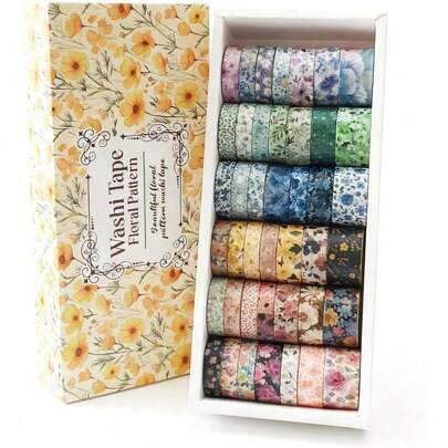 42-Roll Floral Washi Tape Sticker Set 3 Meters Per Roll Scrapbooking Supplies Journals Crafts And Notebooks