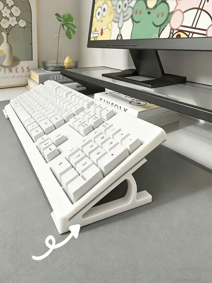 2pcs/Set Minimalist Keyboard Stand, Ergonomic Tilted Angle, Effectively Reduces Hand Fatigue, Sturdy And Stable, Suitable For Remote Workers And Students, Durable Keyboard Holder, Keyboard Stand/Keyboard Riser, Room Decor, Office Desk Use