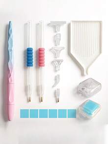 Diamond Painting Tool Set, Includes Ergonomic Pen Holder, Wax Pad And Storage Tray, Suitable For 5D Handmade Projects, Ideal For Adult Home Crafts, Includes Multiple Brushes And Accessories - A - View 6