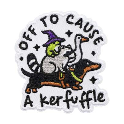 RHUAGYP 1pc "Go Cause Some Trouble" Embroidered Patch, Halloween Themed Wizard Costume Frog, Dachshund, Cat And Goose Patterns With Funny Slogan, Suitable For DIY Decoration Of Backpacks, Jackets, Hats And Other Items