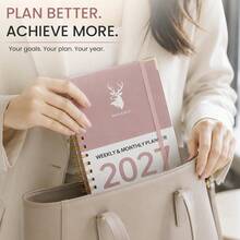 2027 English Calendar Book With 5 Stickers, 320-Page Thick Weekly Planner, PU Cover, Inner Pages Include Personal Information, 2027 Calendar, Monthly Plan, Weekly Plan, 365-Day Daily Plan, Suitable For Christmas, Thanksgiving, Birthday Small Gifts - One Size Fits All - View 6