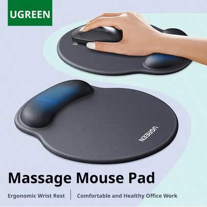 UGREEN Mouse Pad With Integrated Wrist Rest, Soft Memory Foam Support For The Palm, Non-Slip Rubber Base For A Secure Grip On The Desk, Comfortable For Long-Term Use