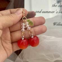 Sweet Cherry Crystal Beaded Pendant, Creative Flip Bag Zipper Charm, Phone Chain, Notebook Decoration, Bag Accessory - Multicolor - View 6