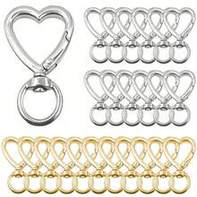 10/20pcs Heart-Shaped Keychain Swivel Hook, Cute Zinc Alloy Spring Clasp Keyring, Handbag Clip For DIY Crafts - Multicolor - View 1