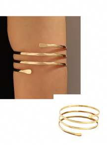 4 piezas Anillos para el brazo superior de mujer, brazaletes de estilo minimalista, anillos de brazo ajustables en espiral - D006-3 - Ver 3