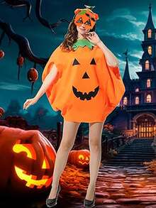 2pcs Pumpkin Shaped Non-Woven Fabric Halloween Costumes, Suitable For Parties And Events, Multiple Colors Available - Multicolor - View 3