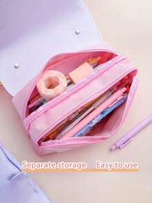 Estuche de lápices multifuncional de gran capacidad para estudiantes, caja de almacenamiento de lápices portátil de gran tamaño, soporte para lápices, regalo de vuelta a la escuela, primer día de escuela - Multicolor - Ver 5