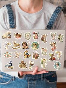 50pcs Oil Painting Stickers Waterproof Stickers For Laptop, Water Bottle, Phone, Tablet, Skateboard, Guitar, Refrigerator, Luggage, Scrapbook, Phone Case Decoration, Suitable For Home Decor, Birthday Party Gift, Holiday Gift - 50pcs - View 3