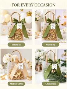 1/5/10pcs Premium Packaging Bags, Gift Bags, Thickened Frosted Gift Bags, Thickened Tote Bags, With Ribbon And "Thank You" Tag, Suitable For Daily, Holiday, Party, Christmas, Valentine's Day Use Tote Bags Gift Boxes Frosted Bags - View 6