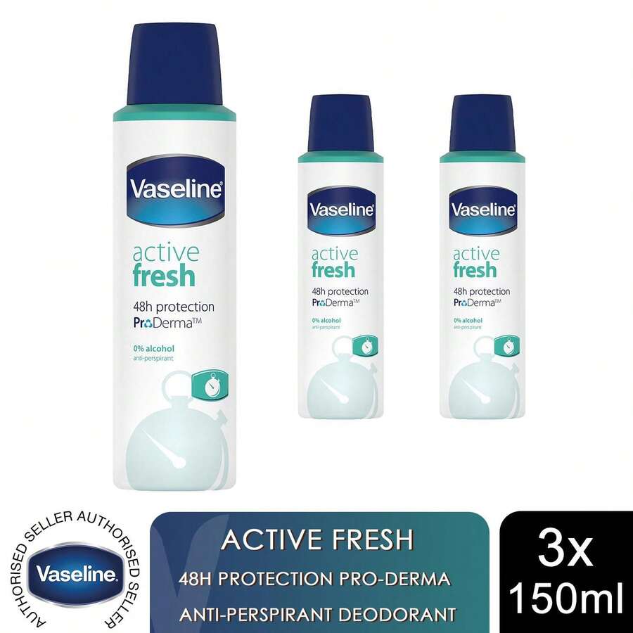 Vaseline ProDerma Active Fresh Antiperspirant Deodorant Spray 150ml, 3 Pack - Active Fresh - View 1